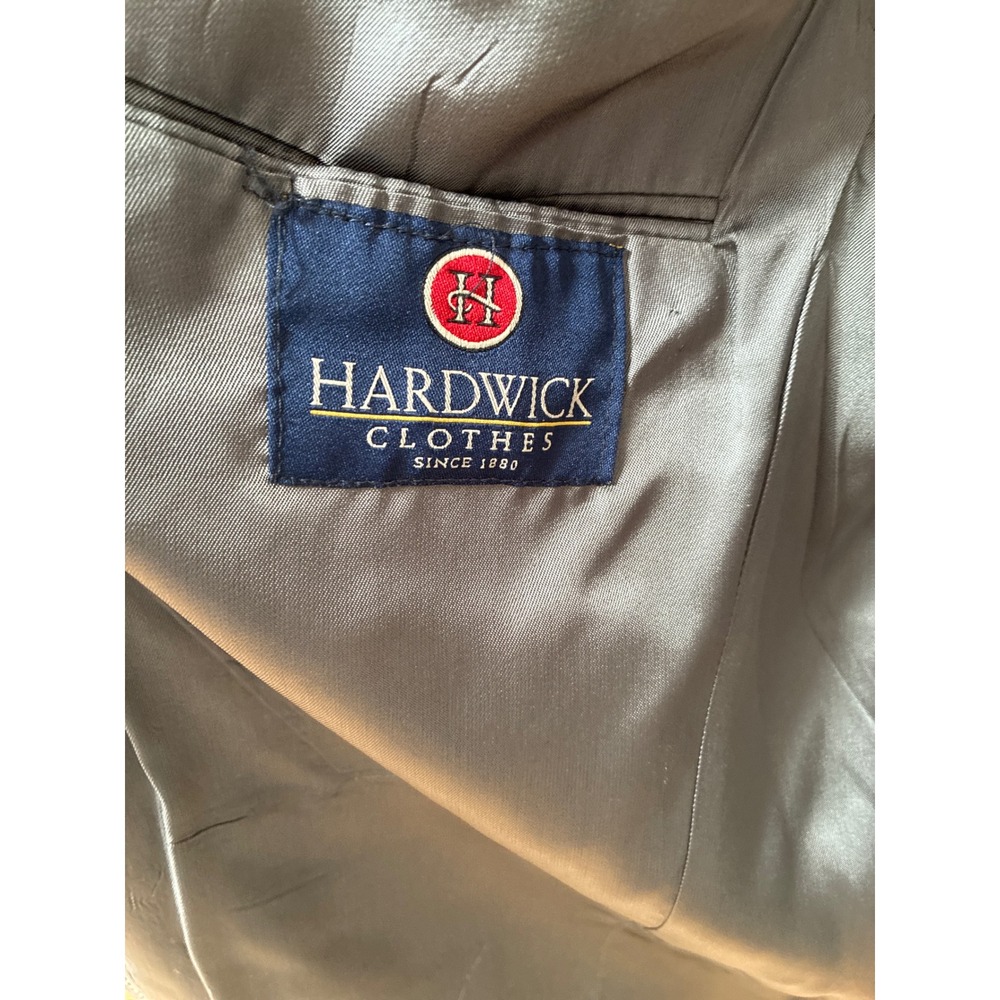 Hardwick Clothes Mens 46R Blazer Sport Coat Tan Navy Houndstooth USA Tailored - Picture 4 of 8
